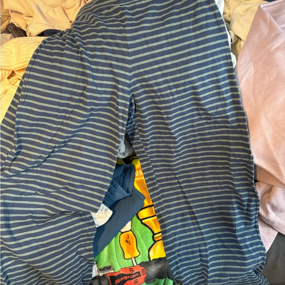 Free People Blue Striped Wide Leg Pants
